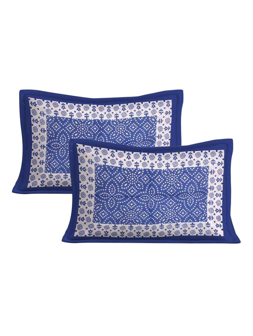 Cotton Printed Blue Double Bedsheet With Pillow Covers Set - 22719647 -  Standard Image - 1