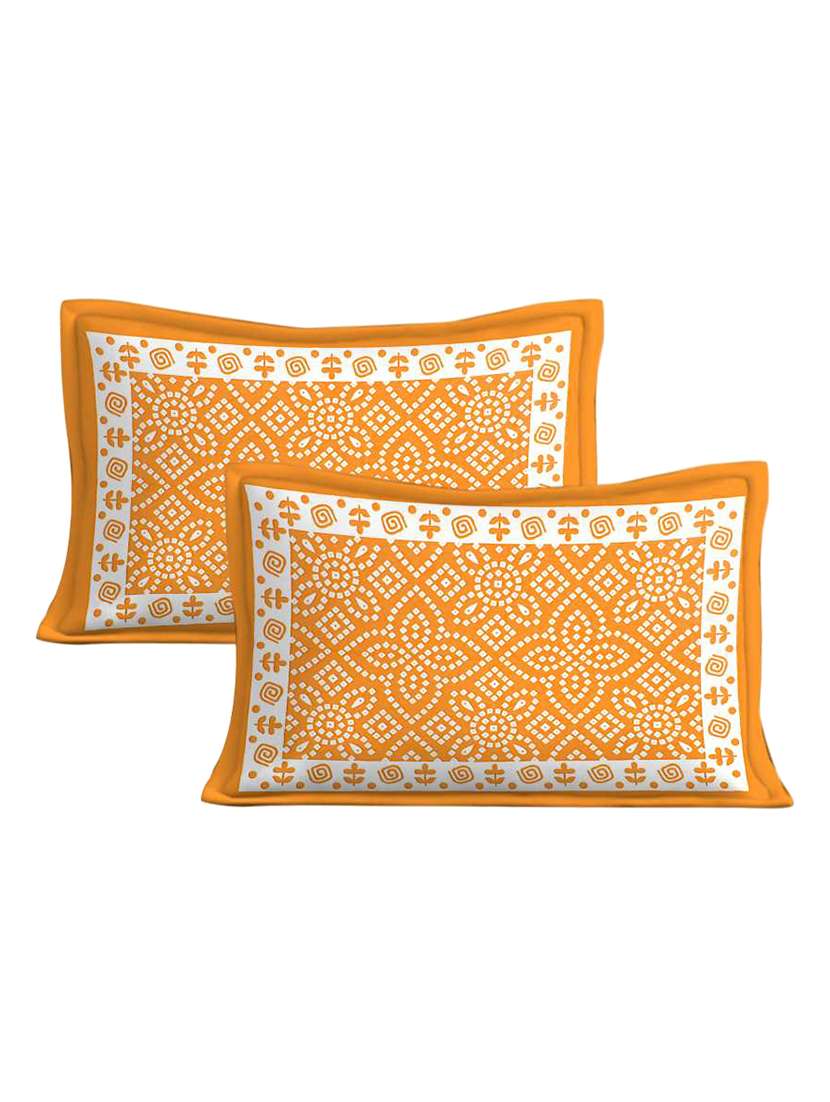 Cotton Jaipuri Print Double Bedsheet With 2 Pillow Covers Yellow - 22719650 -  Standard Image - 1