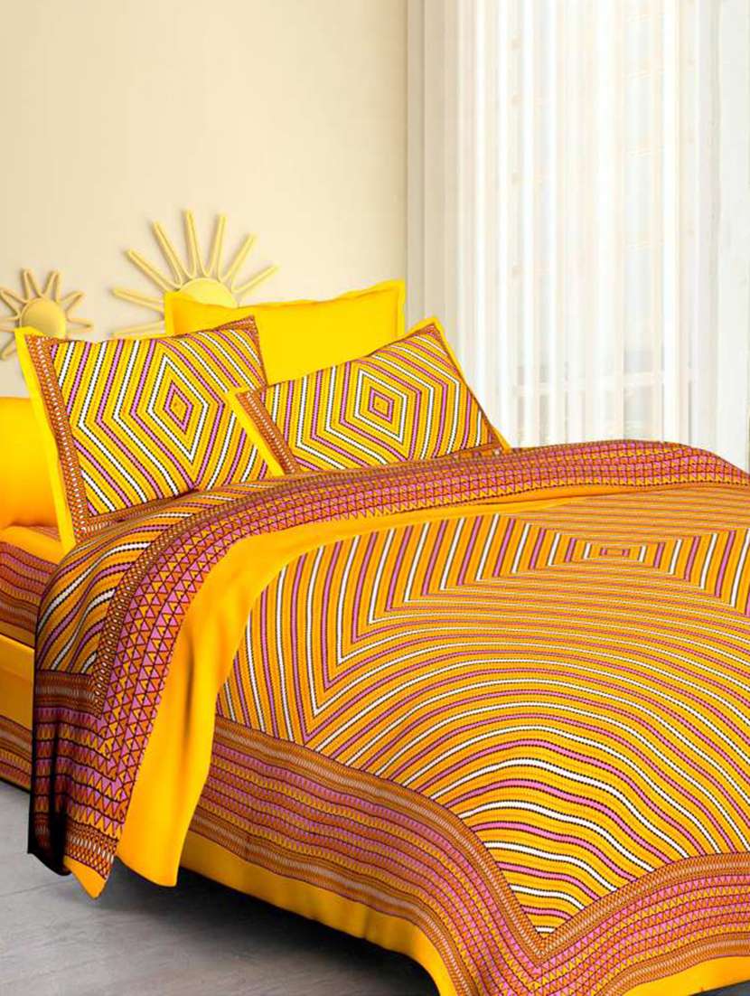 Cotton Printed Double Bedsheet With 2 Pillow Covers - 22719676 -  Standard Image - 1