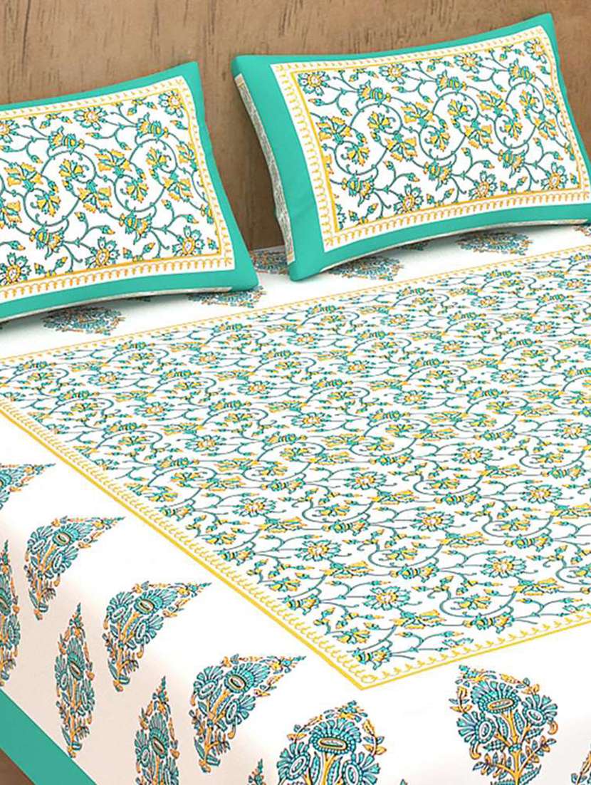 Cotton Printed Double Bedsheet With 2 Pillow Covers - 22719680 -  Standard Image - 1