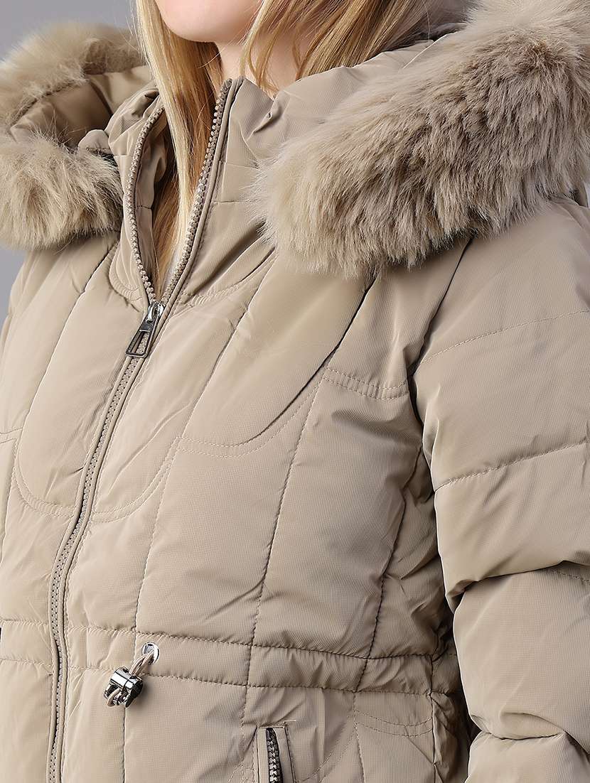 Women Solid Long Sleeves Hooded Puffer Jacket - 22719712 -  Standard Image - 1