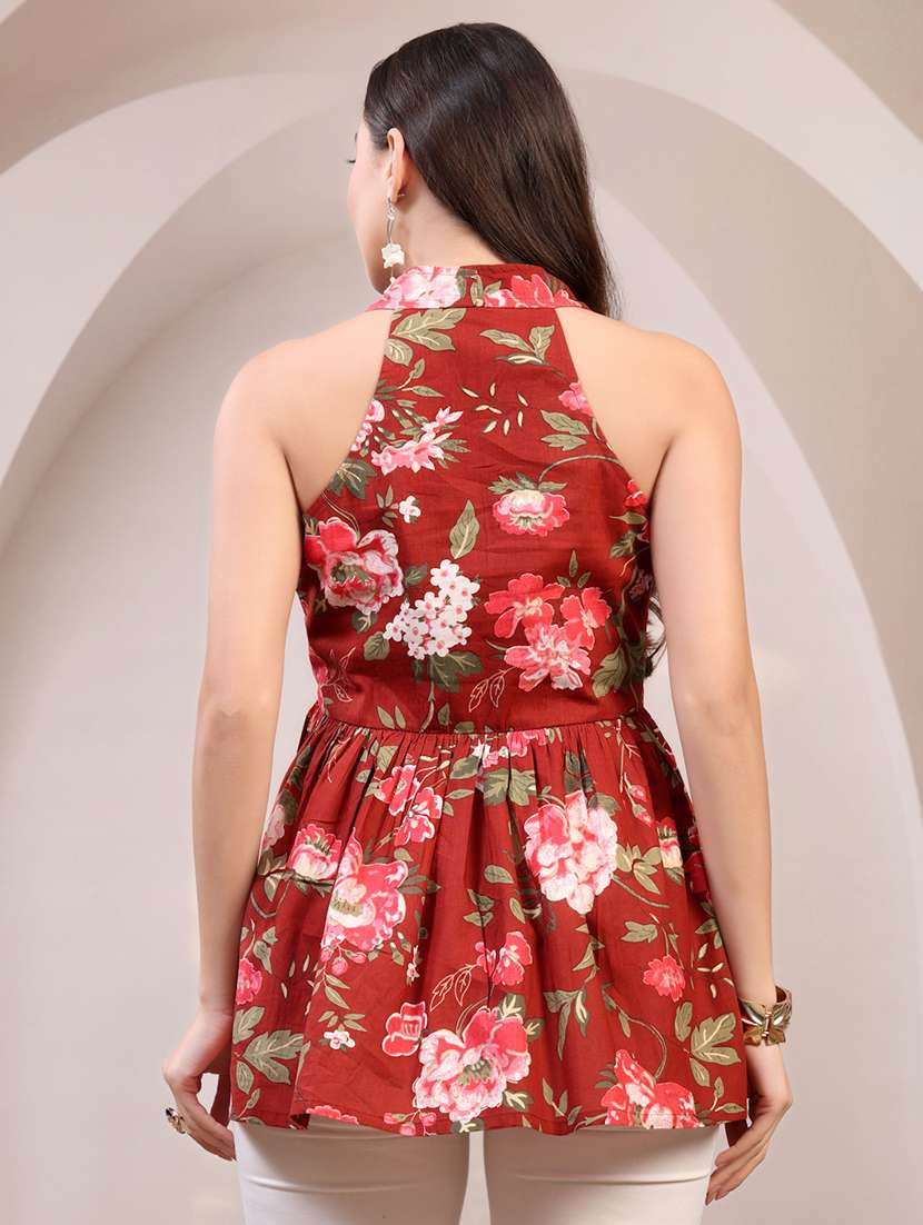 Women Printed Sleeveless Peplum Top - 22719772 -  Standard Image - 4