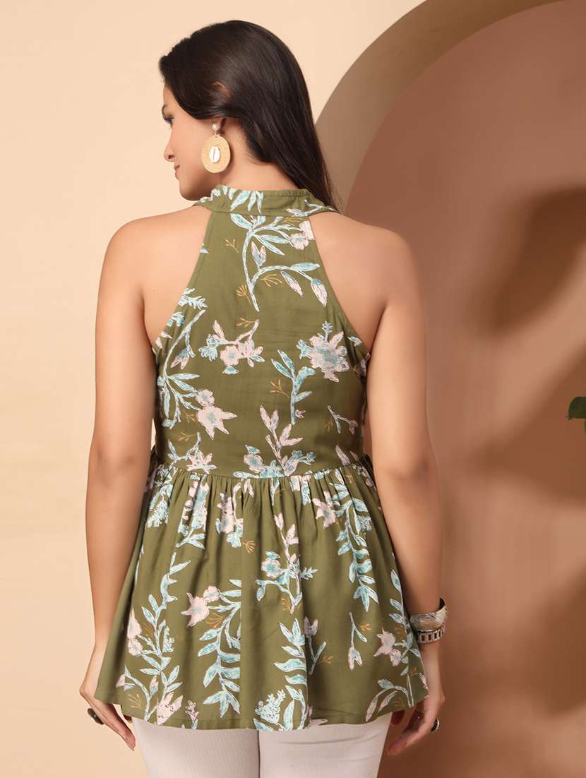 Women Printed Sleeveless Peplum Top - 22719773 -  Standard Image - 4