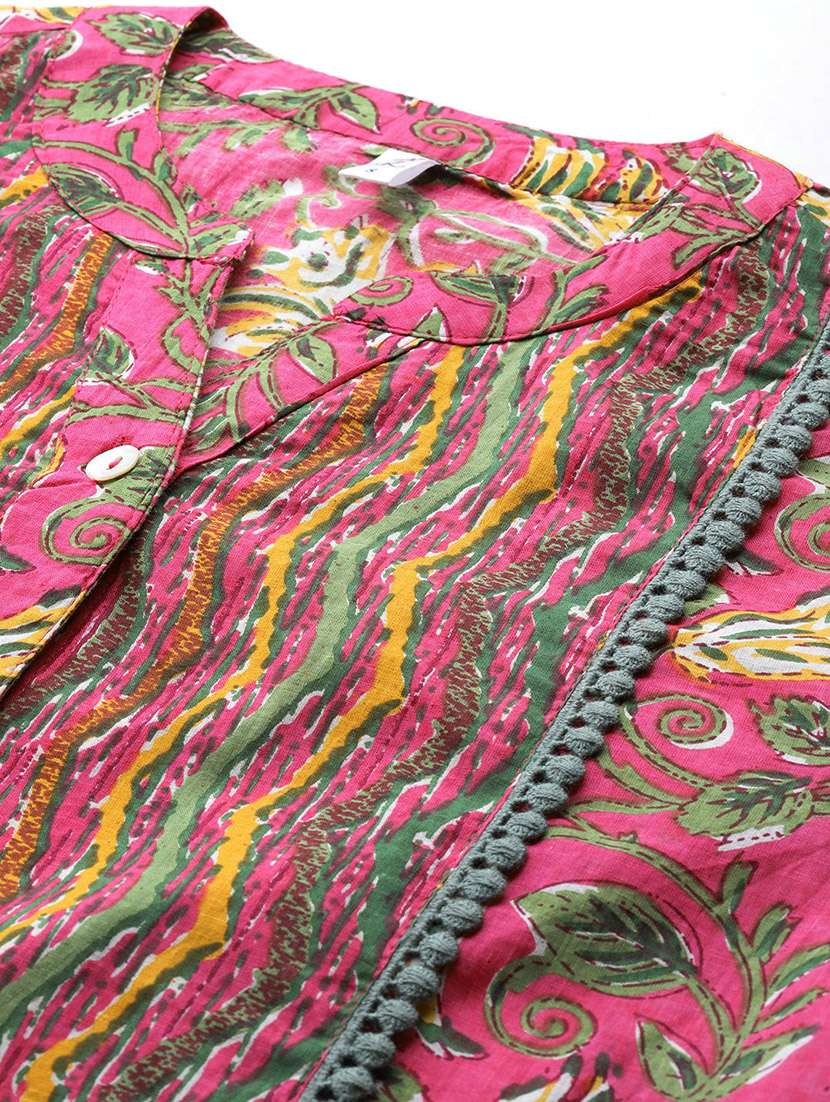 Women Printed Three Quarter Sleeves Straight Kurti - 22719799 -  Standard Image - 1