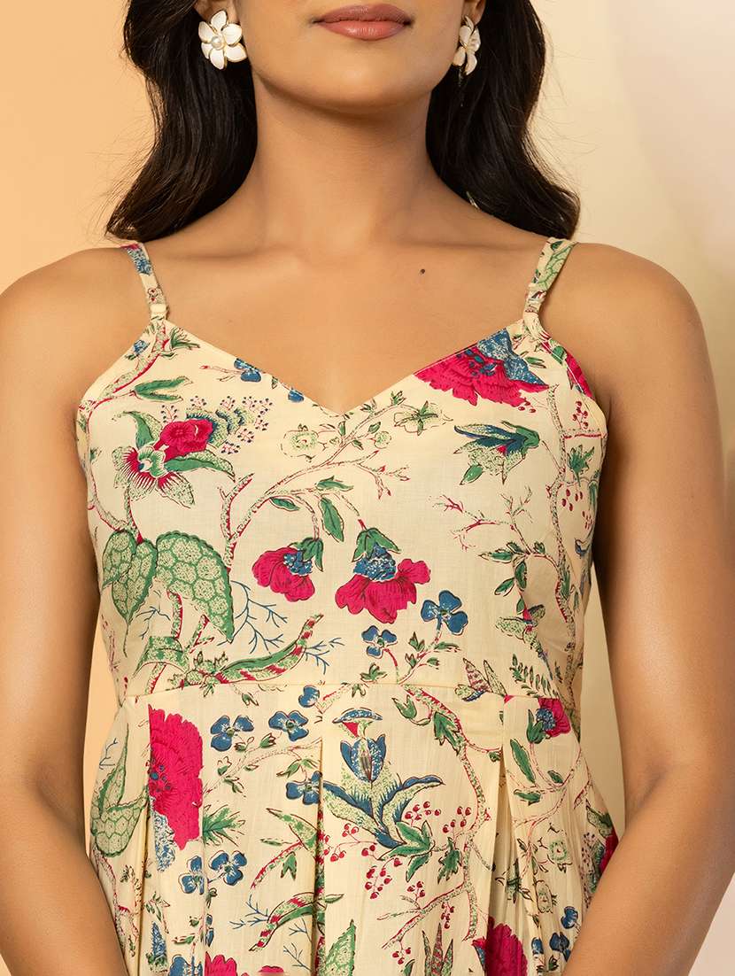 Women Printed Shoulder Strap Peplum Top - 22719803 -  Standard Image - 1