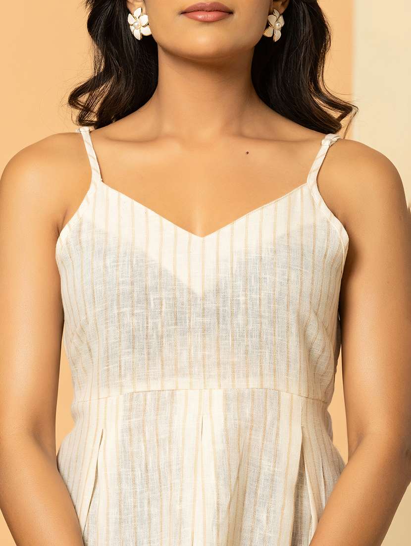 Women Striped Shoulder Strap Peplum Top - 22719804 -  Standard Image - 1