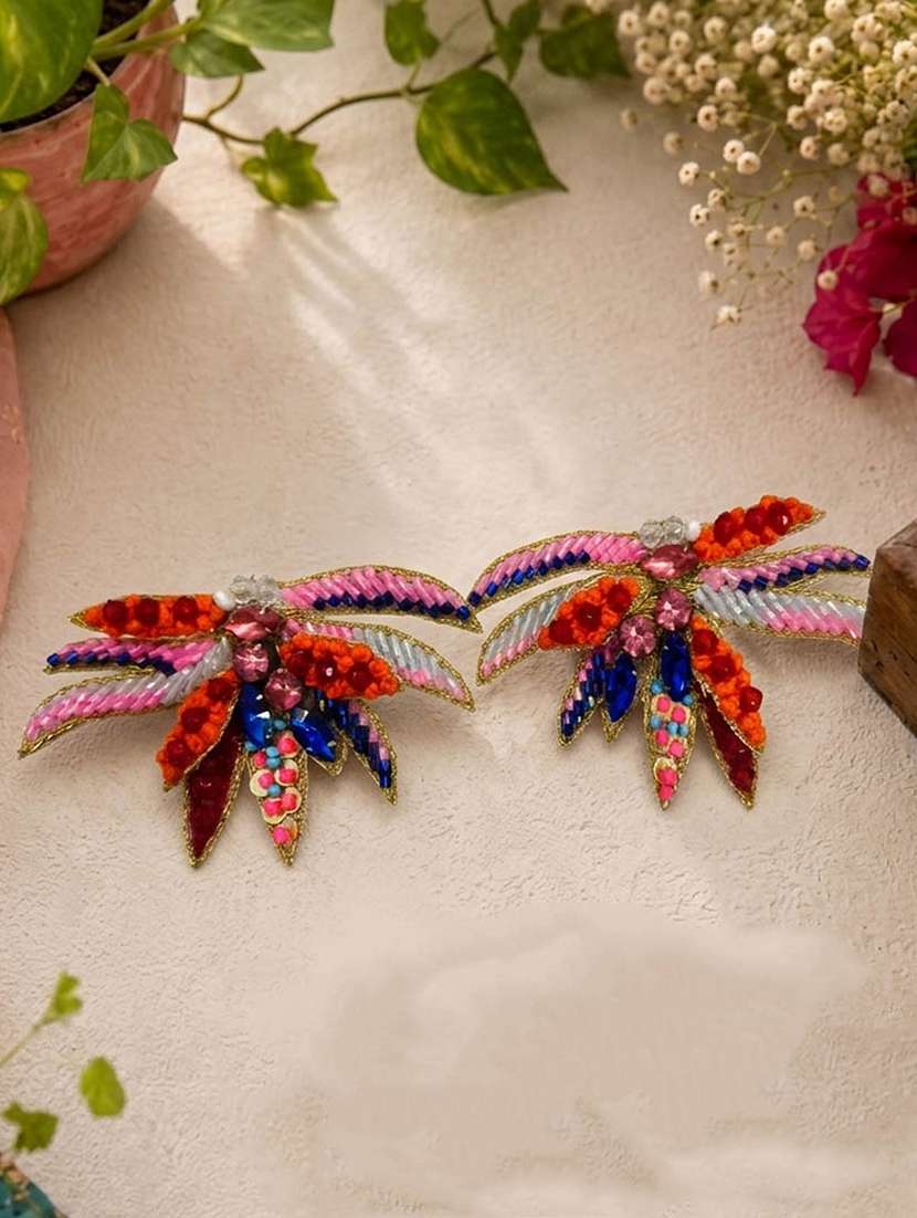 women multi coloured drop earrings