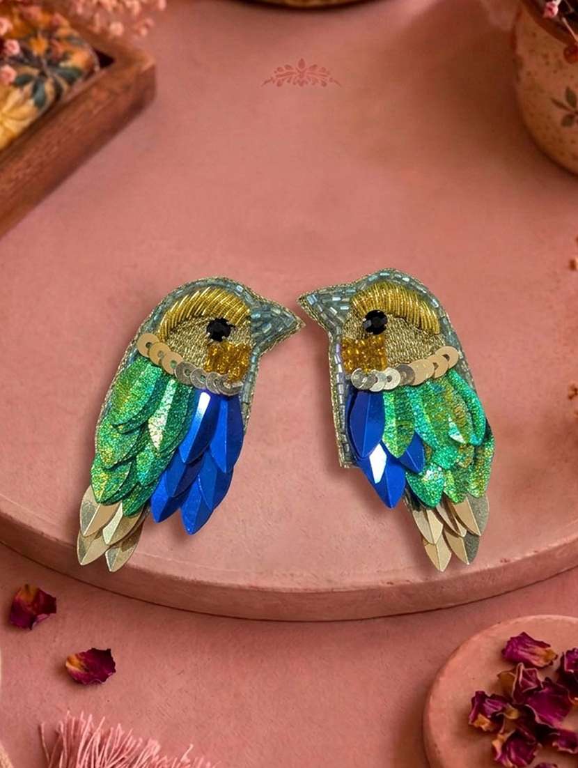 women multi coloured beaded drop earrings