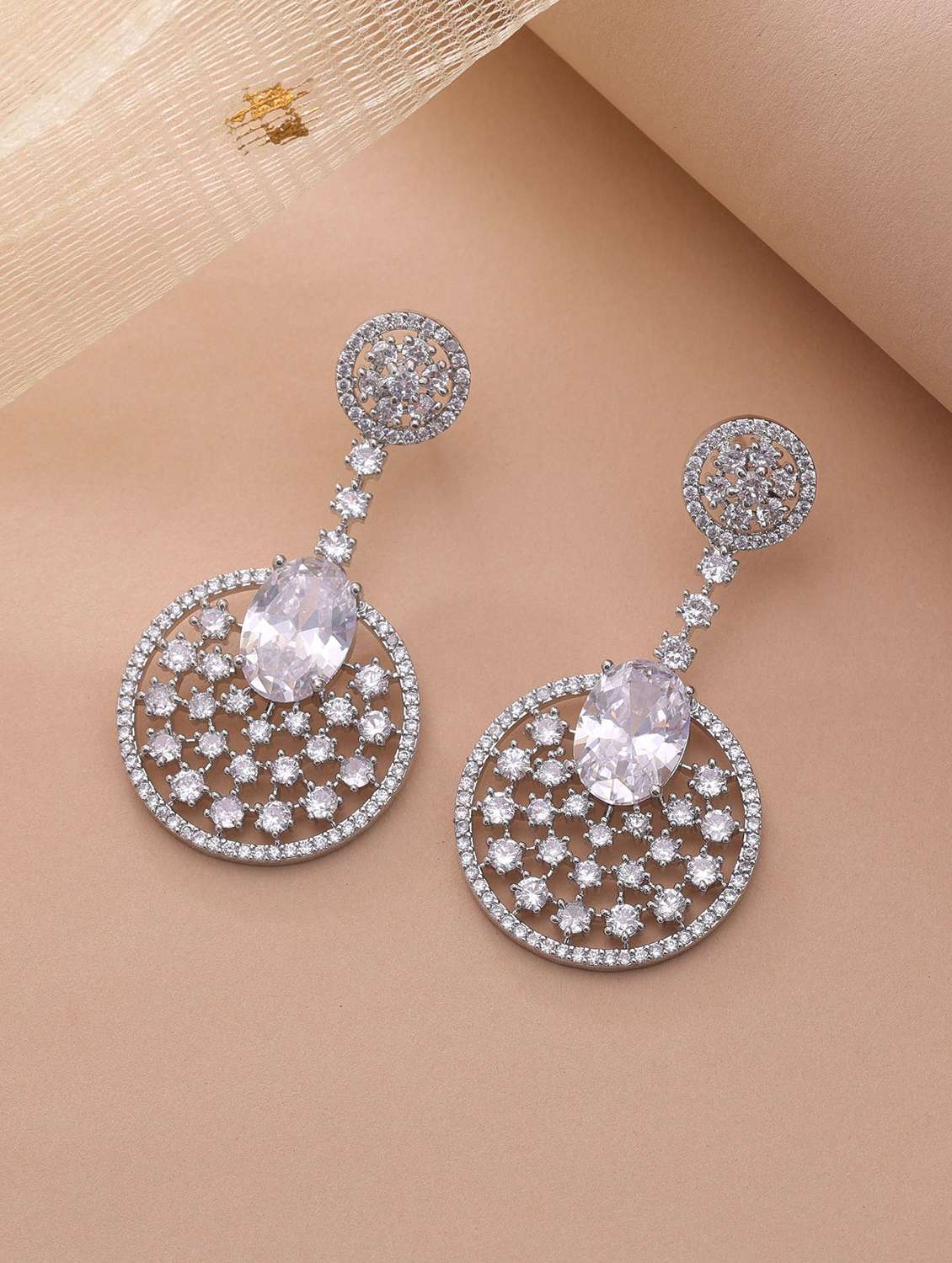 women american diamond stones drop earrings