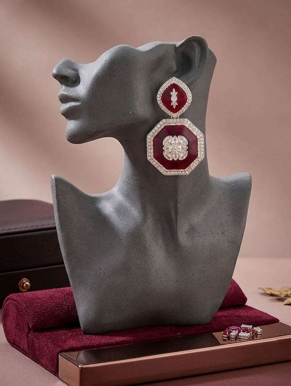 Women Kundan And Stones Drop Earrings - 22719980 -  Standard Image - 1