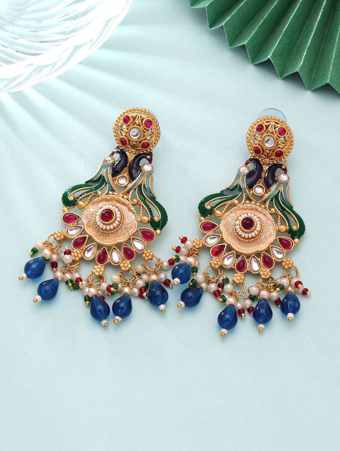 Women Multi Coloured Meenakari Chandbali - 22720014 -  Standard Image - 1