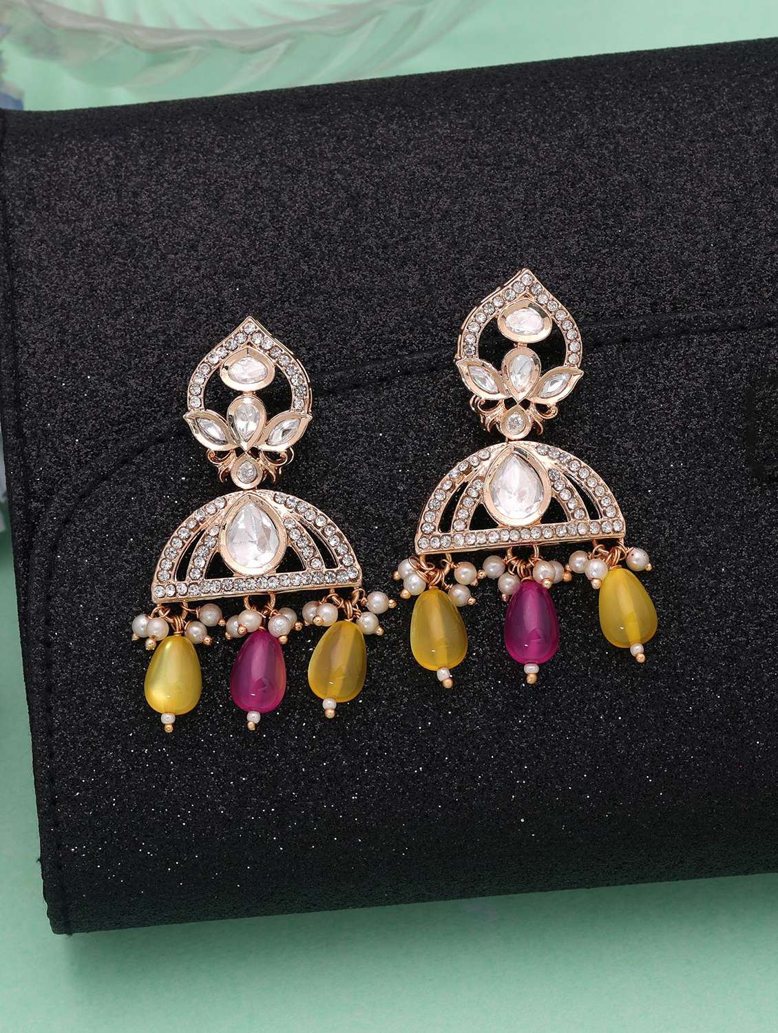 Women Kundan And American Diamond Drop Earrings - 22720052 -  Standard Image - 1