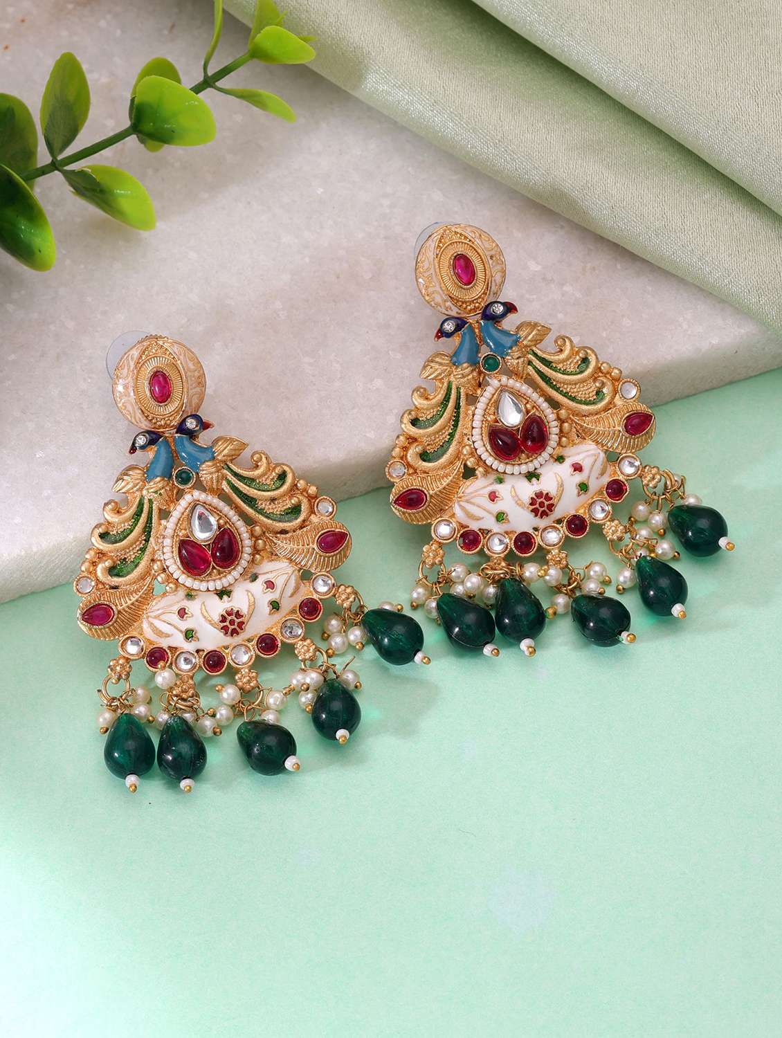 Women Multi Coloured Meenakari Drop Earrings - 22720058 -  Standard Image - 1