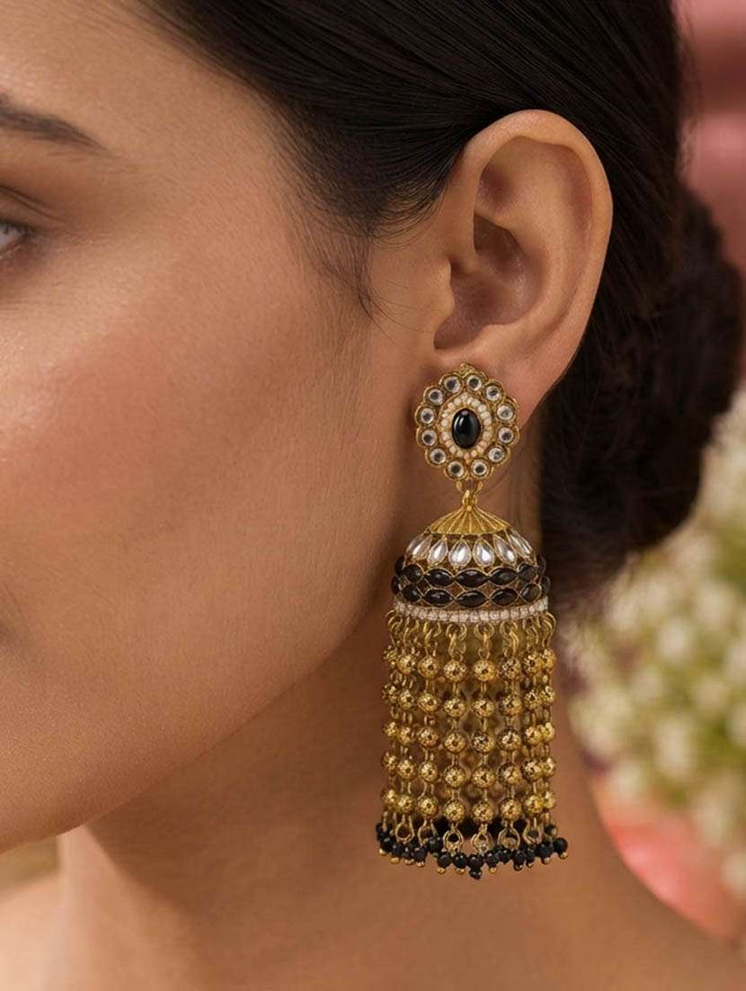 Women Kundan And Stones Jhumka - 22720115 -  Standard Image - 1