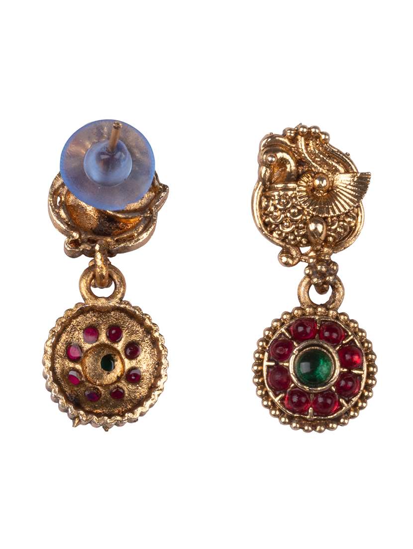 Temple Jewelry Set Antique Blue Gold Plated South Indian Style Necklace Set - 22720285 -  Standard Image - 4