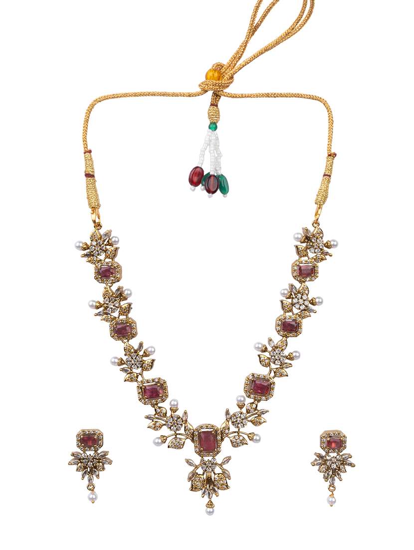 Rose Gold Plated Red Ad Necklace Set - 22720291 -  Standard Image - 1