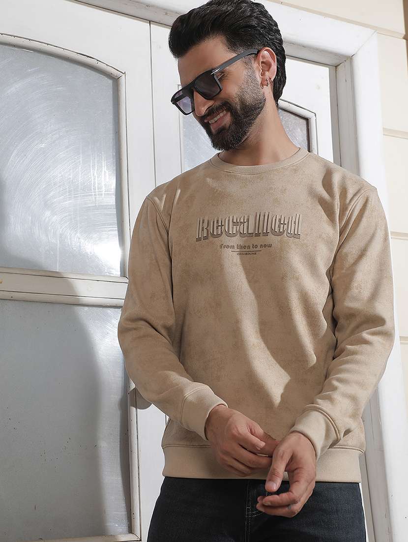 men printed long sleeve regular fit sweatshirt