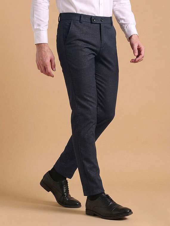Men Self Design Mid Rise Slim Fit Formal Trouser - 22720513 -  Standard Image - 1
