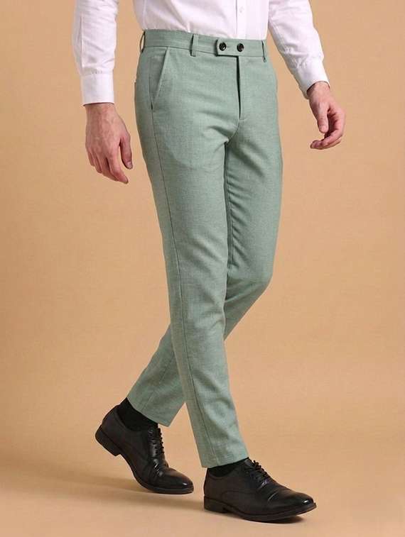 Men Self Design Mid Rise Slim Fit Formal Trouser - 22720514 -  Standard Image - 1