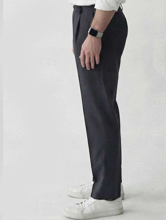 Men Solid Mid Rise Regular Fit Formal Trouser - 22720527 -  Standard Image - 1