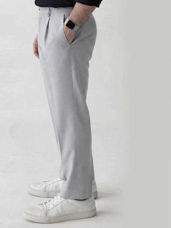 Men Solid Mid Rise Regular Fit Formal Trouser - 22720529 -  Standard Image - 1