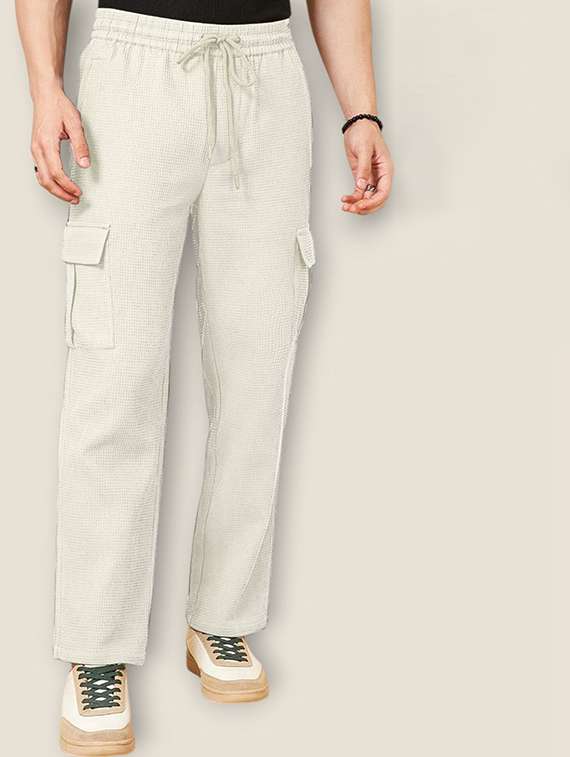 Men Textured Mid Rise Regular Fit Cargo - 22720570 -  Standard Image - 1