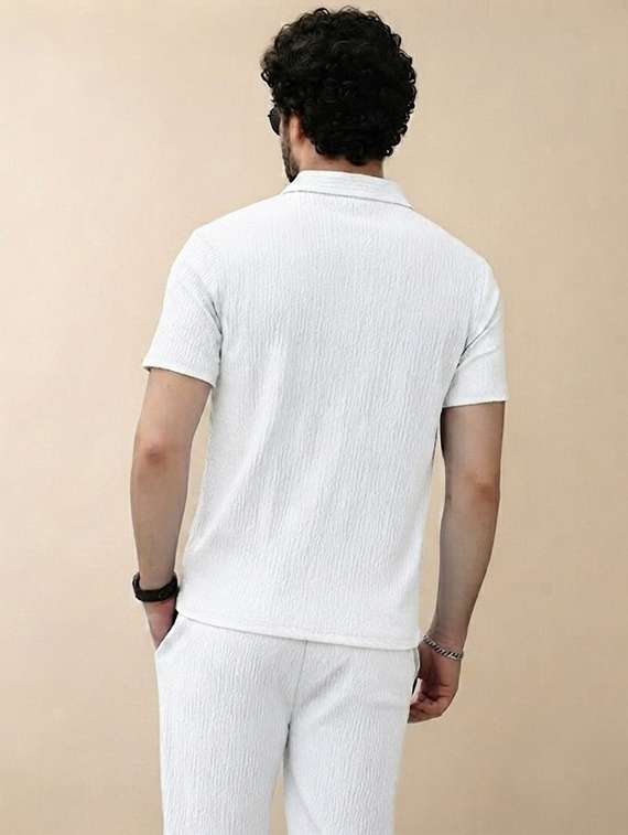 Men Textured Short Sleeves T-shirt And Trouser Co-ord Set - 22720588 -  Standard Image - 1