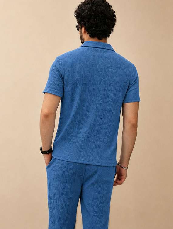 Men Textured Short Sleeves T-shirt And Trouser Co-ord Set - 22720589 -  Standard Image - 1