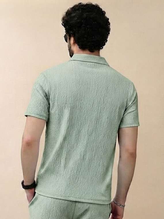 Men Textured Short Sleeves T-shirt And Trouser Co-ord Set - 22720590 -  Standard Image - 1