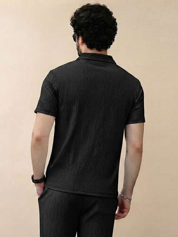 Men Textured Short Sleeves T-shirt And Trouser Co-ord Set - 22720591 -  Standard Image - 1