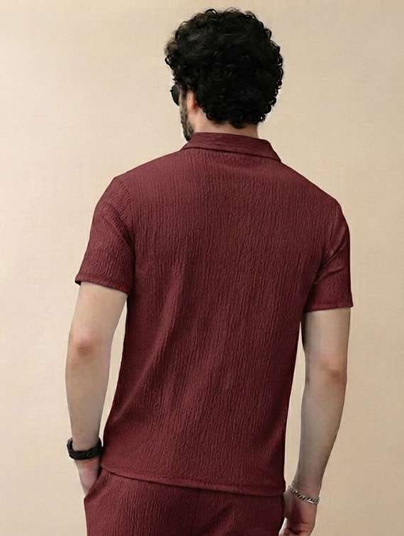 Men Textured Short Sleeves T-shirt And Trouser Co-ord Set - 22720592 -  Standard Image - 1
