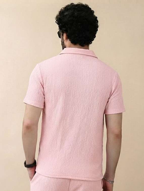 Men Textured Short Sleeves T-shirt And Trouser Co-ord Set - 22720593 -  Standard Image - 1