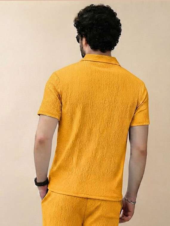 Men Textured Short Sleeves T-shirt And Trouser Co-ord Set - 22720594 -  Standard Image - 1
