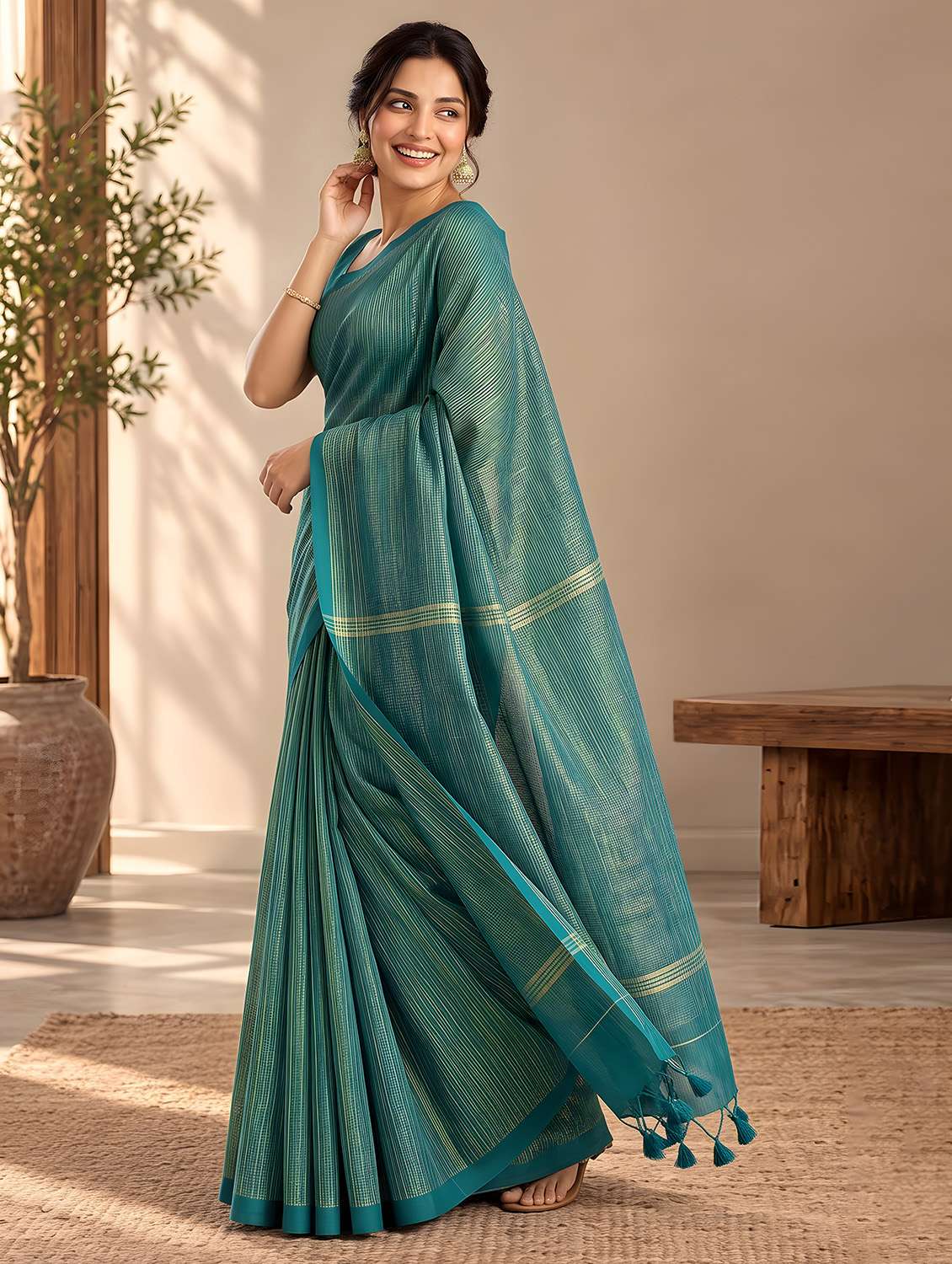 Women Self Design Handloom Saree With Blouse - 22720716 -  Standard Image - 1