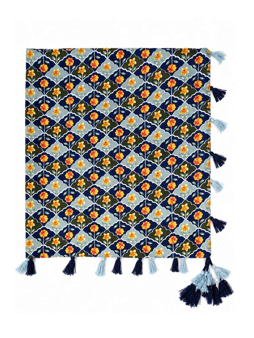 Women Floral Printed Scarf With Tassels - 22720961 -  Standard Image - 4