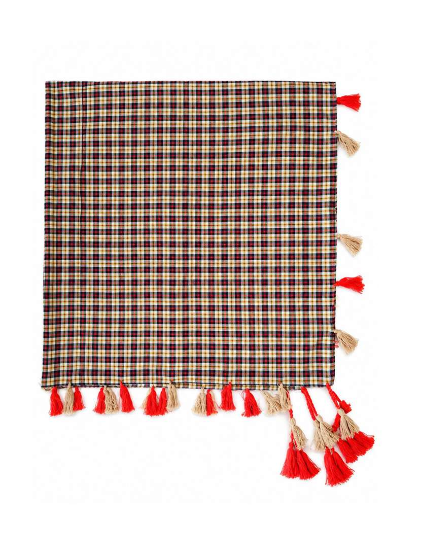 Women Checkered Scarf With Tassels - 22720991 -  Standard Image - 4