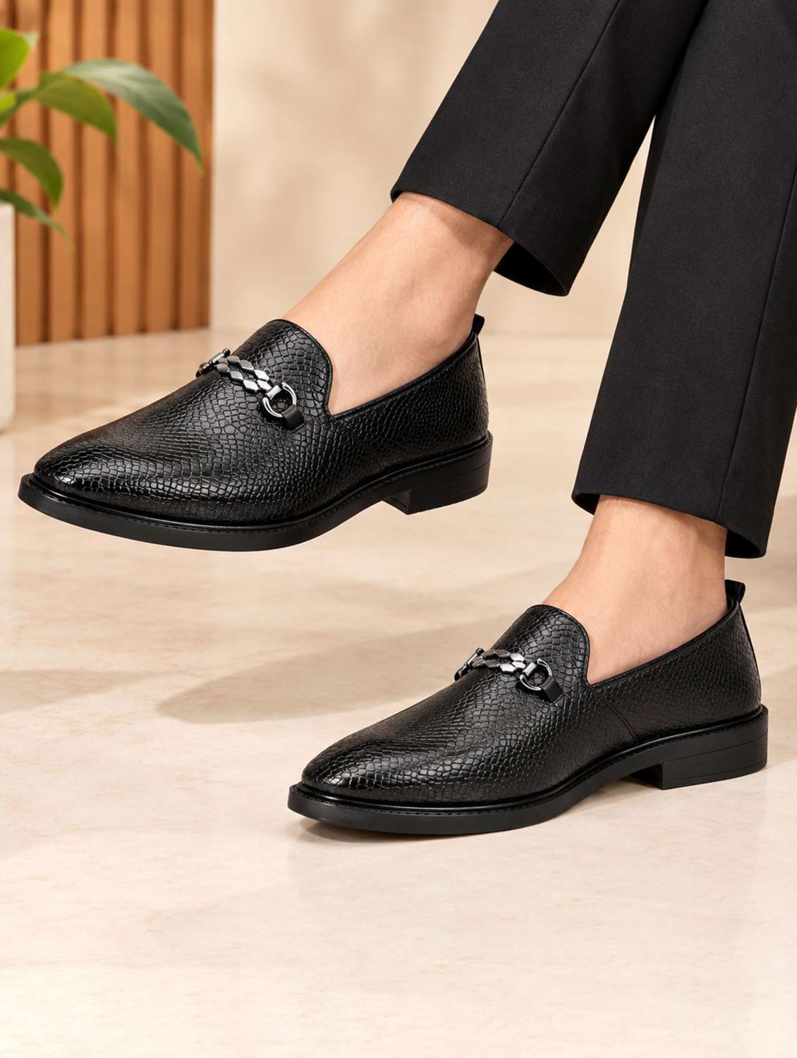 Men Textured Slip On Moccasin - 22721010 -  Standard Image - 4