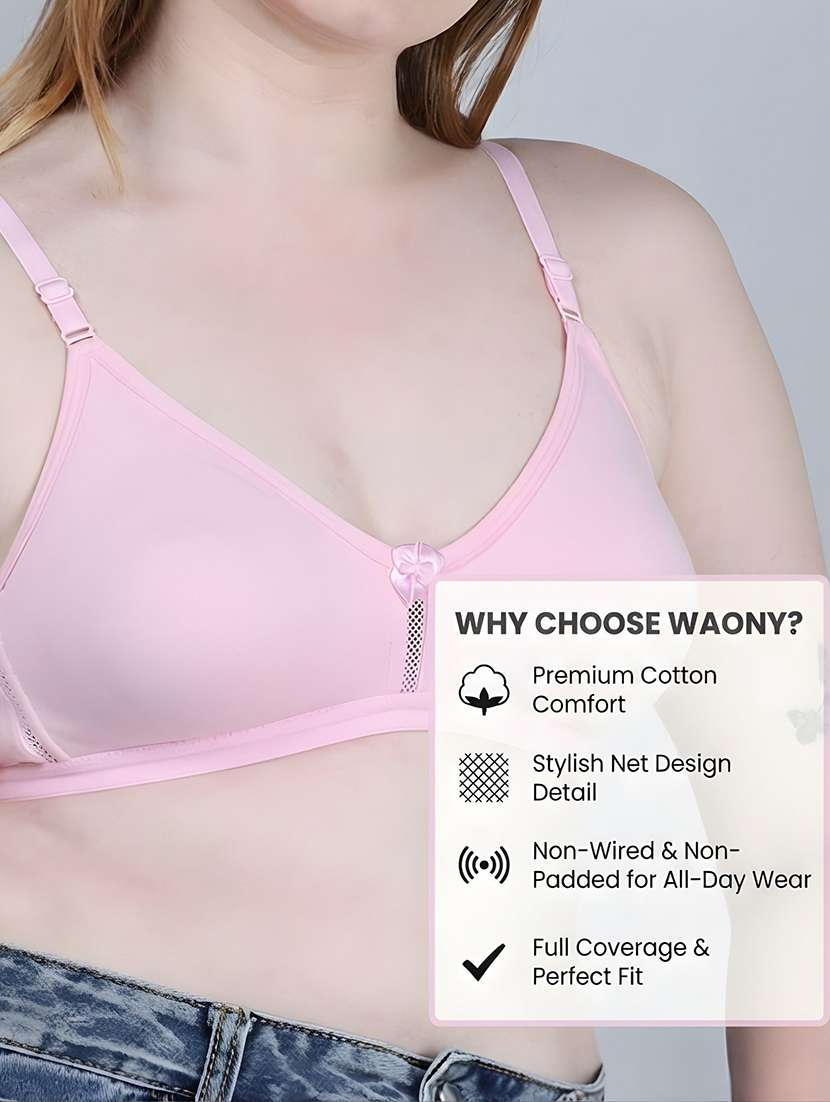 Women Pack Of 3 Solid Full Coverage Regular Bra - 22721296 -  Standard Image - 4