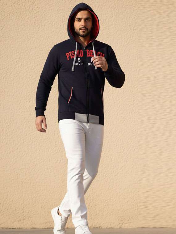 Men Printed Long Sleeves Hooded Sweatshirt - 22721552 -  Standard Image - 1