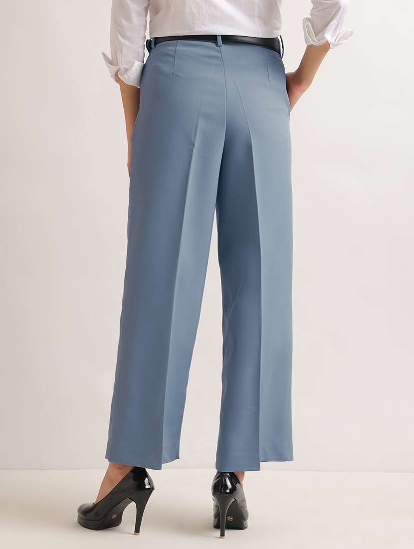 Women Solid High Rise Wide Leg Trouser - 22721708 -  Standard Image - 4