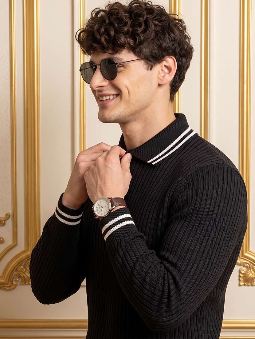 Men Self Design Long Sleeves Regular Fit Pullover - 22721808 -  Standard Image - 1