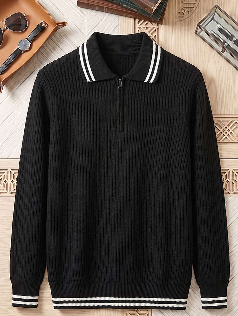 Men Self Design Long Sleeves Regular Fit Pullover - 22721808 -  Standard Image - 4