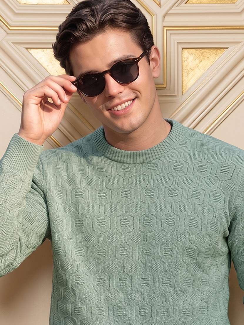 Men Self Design Long Sleeves Regular Fit Pullover - 22721812 -  Standard Image - 1