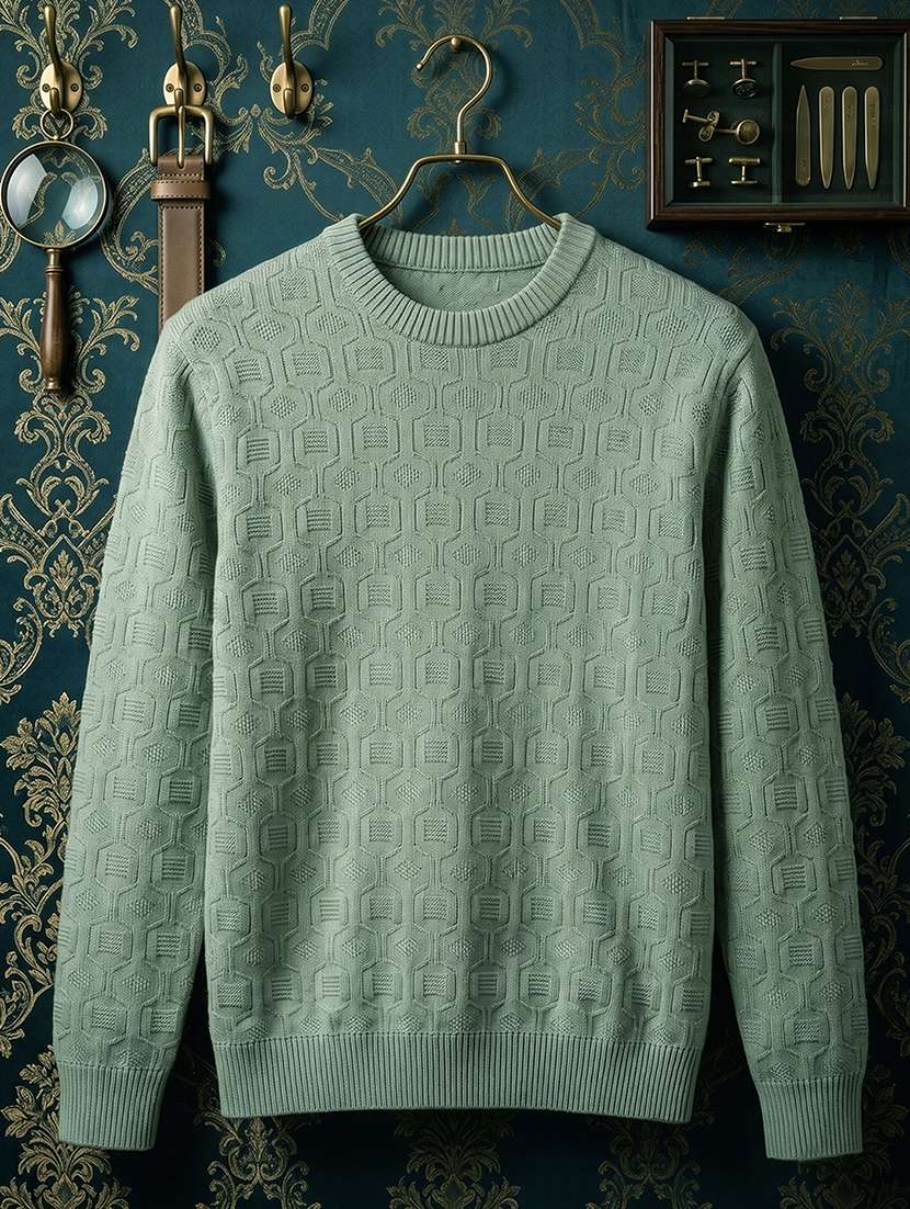 Men Self Design Long Sleeves Regular Fit Pullover - 22721812 -  Standard Image - 4