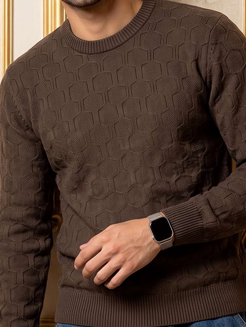 Men Self Design Long Sleeves Regular Fit Pullover - 22721814 -  Standard Image - 1