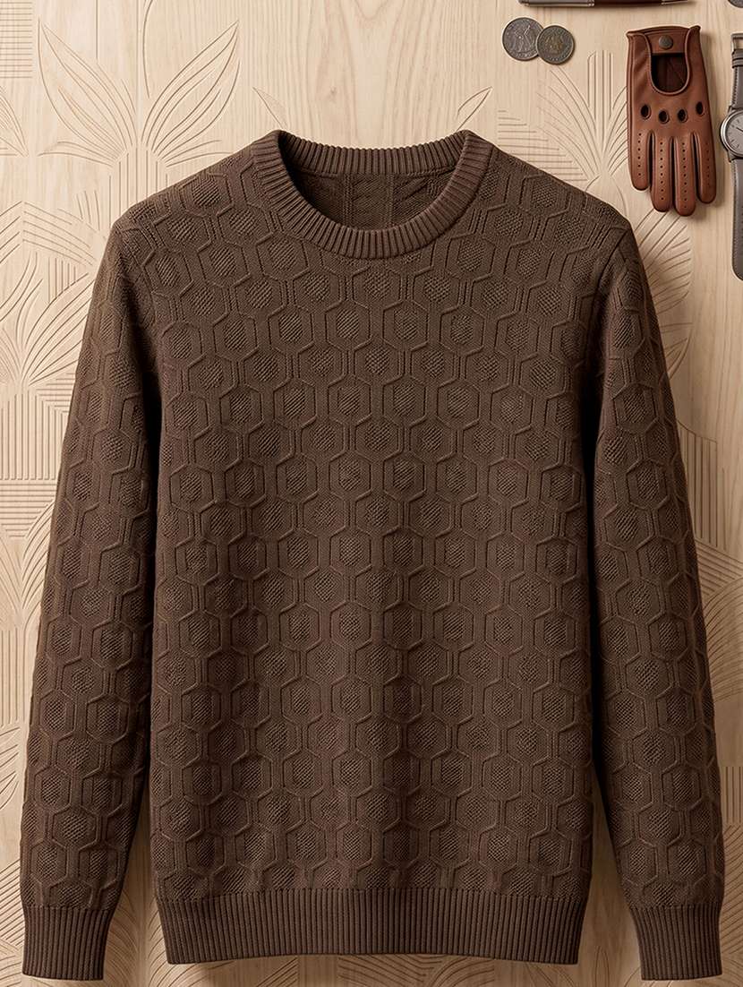 Men Self Design Long Sleeves Regular Fit Pullover - 22721814 -  Standard Image - 4