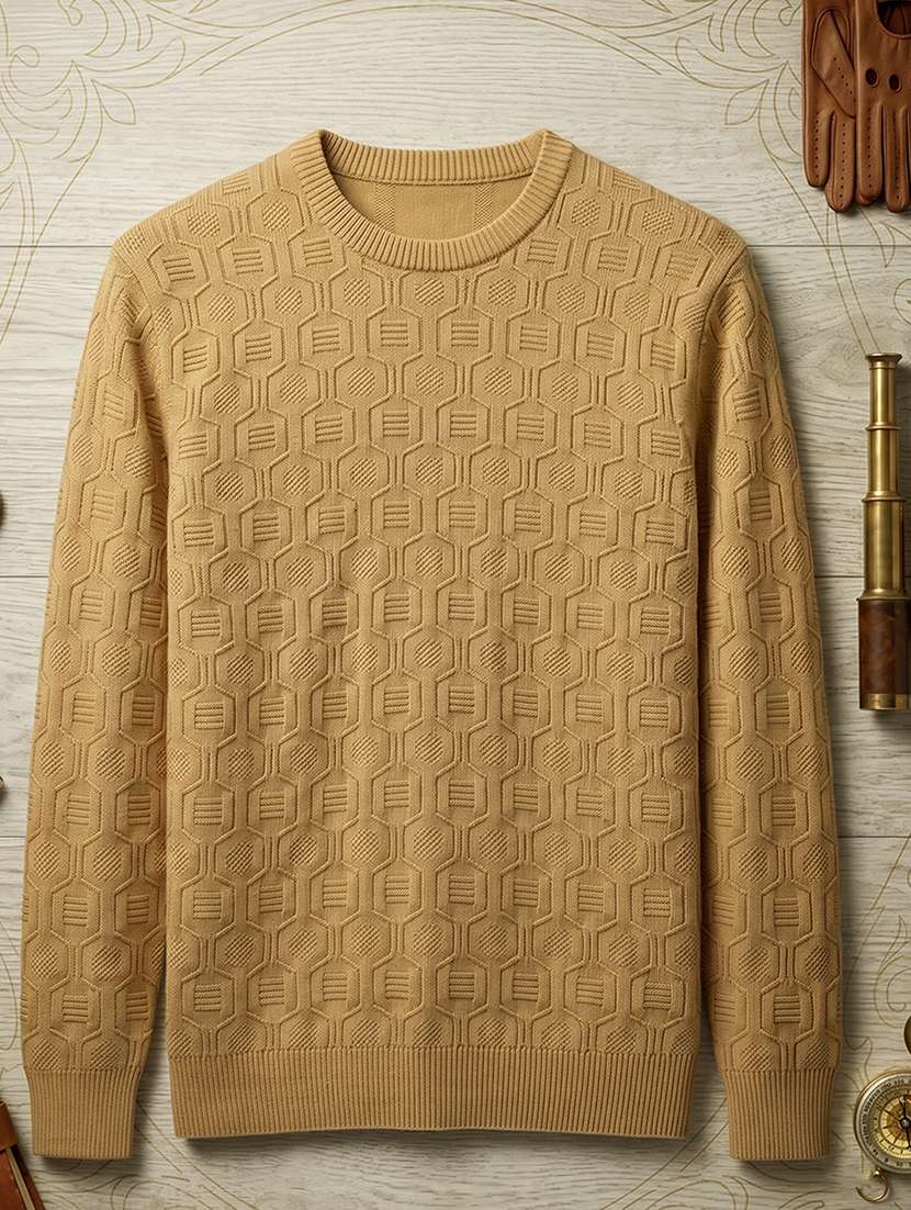 Men Self Design Long Sleeves Regular Fit Pullover - 22721815 -  Standard Image - 4