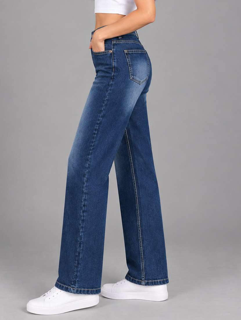 Women Washed High Rise Straight Jeans - 22721900 -  Standard Image - 1