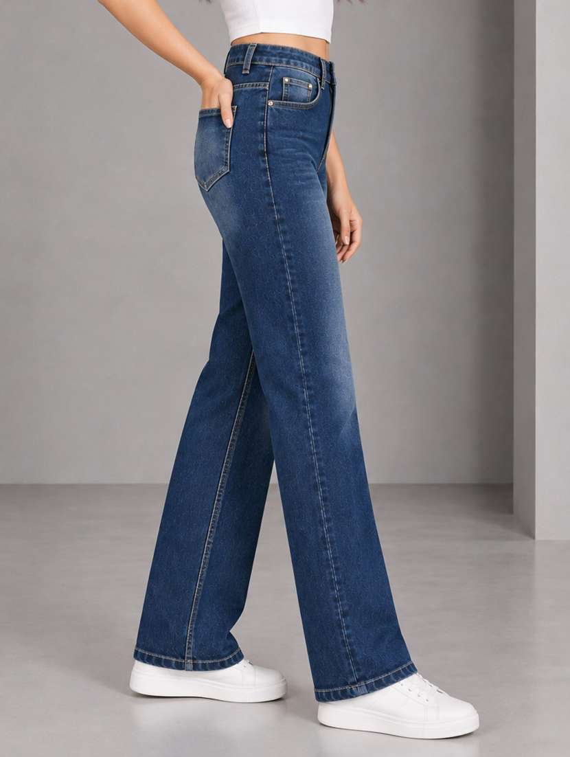 Women Washed High Rise Straight Jeans - 22721910 -  Standard Image - 1