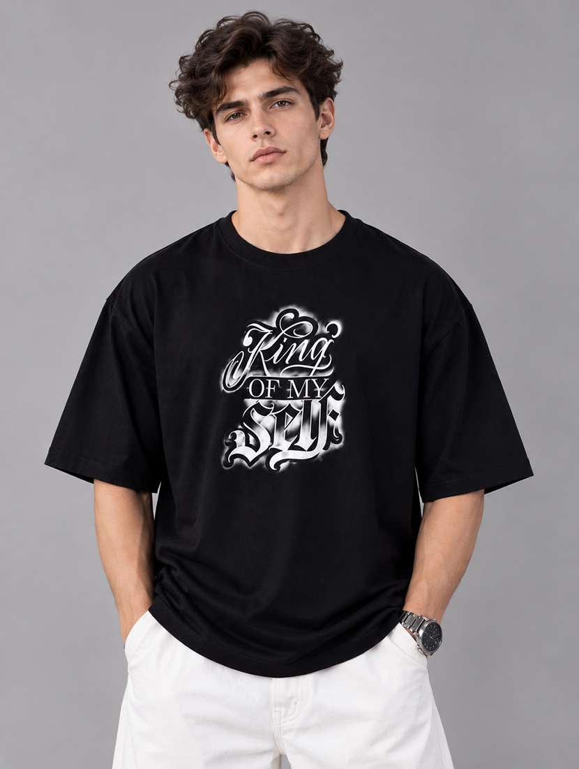 men printed short sleeves oversized t-shirt
